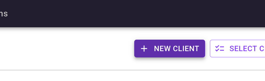 Screenshot of the New Client button