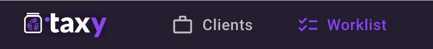 Screenshot of top navigation bar with Worklist button highlighted